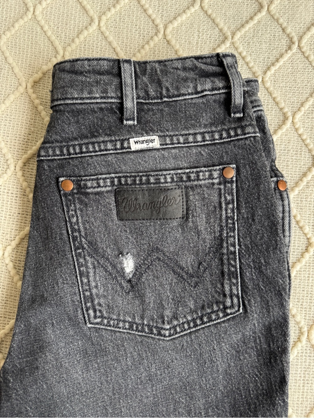 Wrangler Wild West High Rise Straight Leg Distressed Gray Jeans W28 L28 - Picture 7 of 10